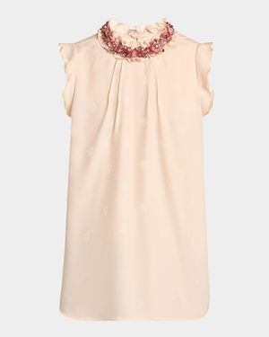 Sleeveless Embellished-Neck Blouse