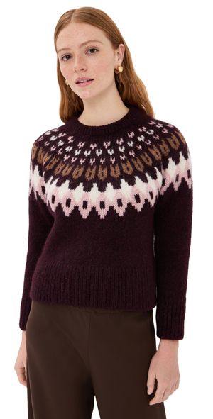 Veronica Beard Anne Fair Isle Pullover Raisin Multi M