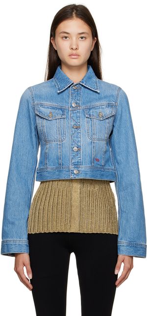 Victoria Beckham Blue Shrunken Denim Jacket