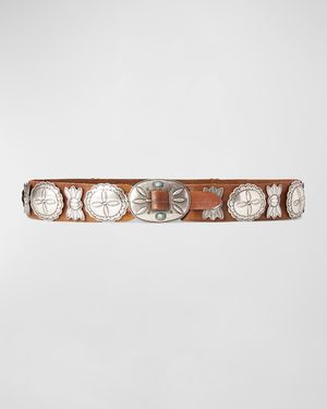 Casted Concho Leather Belt