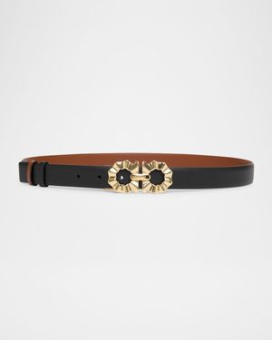 Donna Gancini Smooth Calfskin Leather Belt