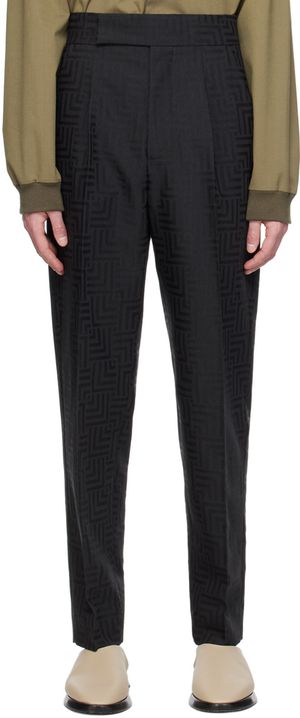 Fear of God Pantalon noir à motif graphique en tissu jacquard
