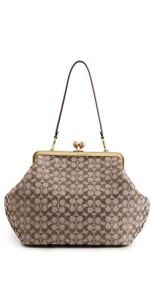 Coach Crystal Signature Jacquard Large Kisslock Bag B4/Burnished Amber One Size
