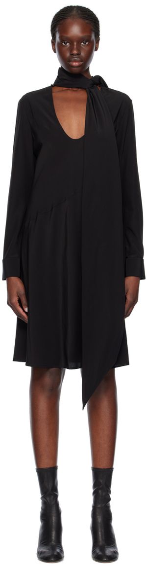 Helmut Lang Robe midi noire à foulard