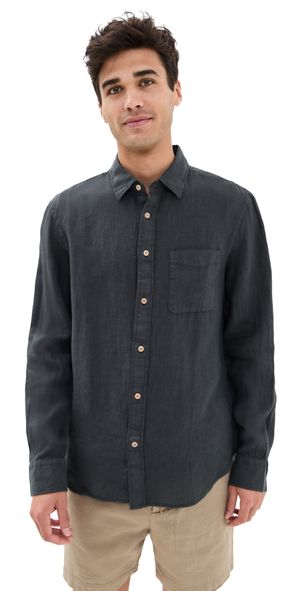 Faherty Laguna Linen Shirt Washed Black XL