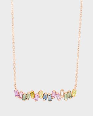 Pastel Sapphire Bar Pendant Necklace