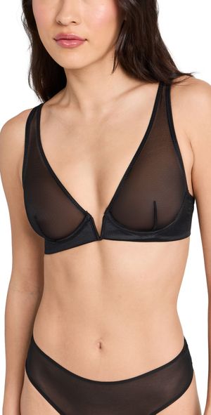 Commando Chic Mesh Plunge Underwire Bra Black 34DD