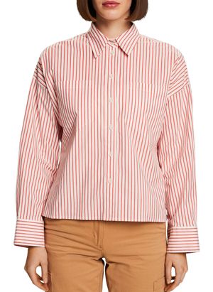 Esprit - Chemise ample col classique en coton mélangé à rayures - Taille L - Rouge