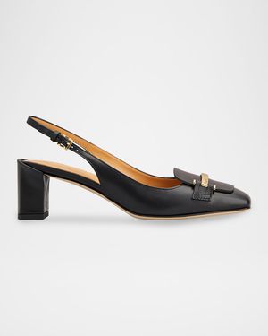 Leather Bar Slingback Pumps