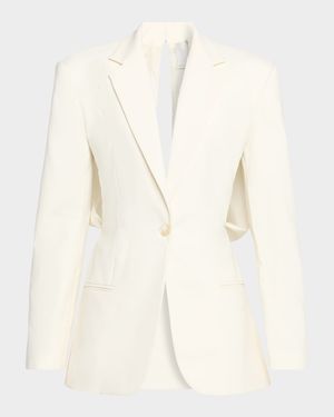 Intimate Bow-Back Twill Single-Breasted Blazer
