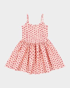 Girl's Mousse Rose-Print Performance Dress, Size 18M-10