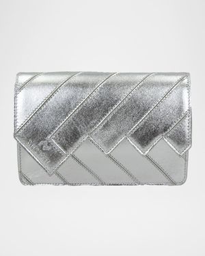 Wave Metallic Leather Wallet on Chain