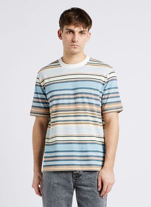 Paul Smith - Tee-shirt col rond ample en coton bio rayé - Taille XL - Orange