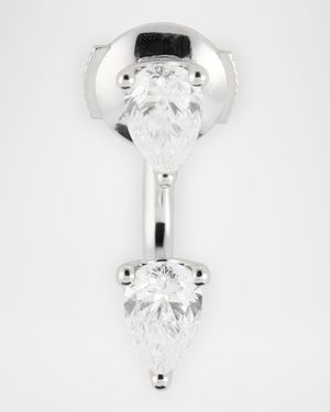 18K White Gold Large Pear Diamond Orbit Earring, Single