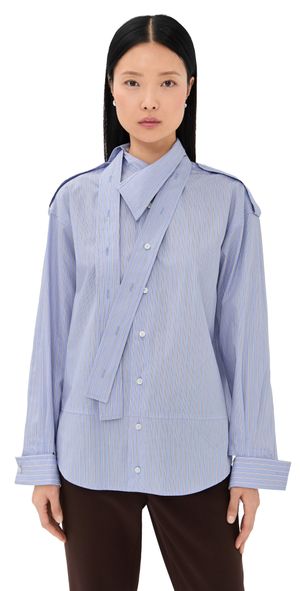 Meryll Rogge Deconstructed Shirt Pale Blue/Red L