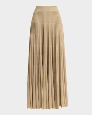 Luciole Pleated Knit Cashmere-Blend Maxi Skirt