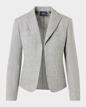 Deneuve Linen & Virgin Wool Open-Front Jacket