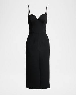 Raw-Edge Tailored Sleeveless Midi Dress