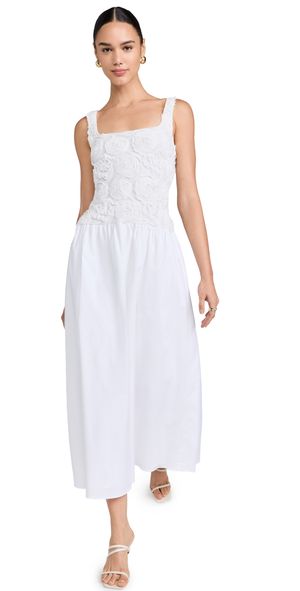 Show Me Your Mumu Bradshaw Maxi Dress Rosette Mesh White M