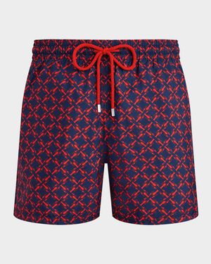 Men's Micro Lobster-Print Swim Shorts