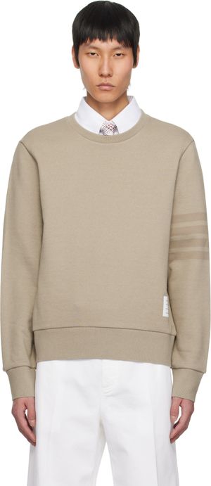 Thom Browne Beige Tonal 4-Bar Loopback Sweatshirt