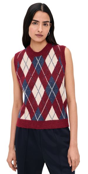 Another Girl Argyle Knit Tank Sweater Vest Multi XS