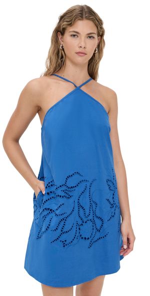 MINKPINK Darla Broderie Mini Dress Royal Blue L