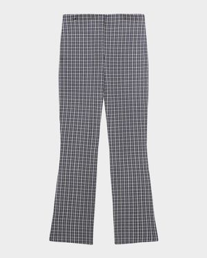 Plaid High-Rise Kick-Flare Pants