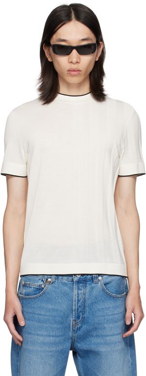 JACQUEMUS T-shirt blanc cassé en tricot simple