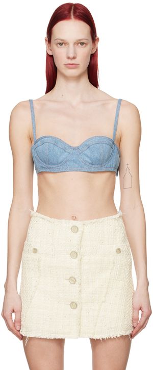 GCDS Blue Underwire Denim Bra