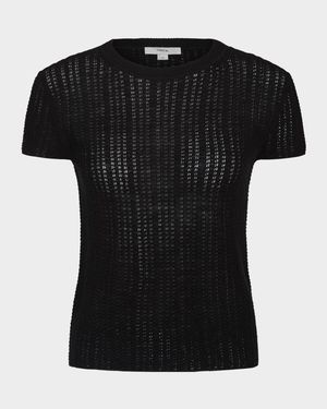 Crewneck Waffle-Knit Top