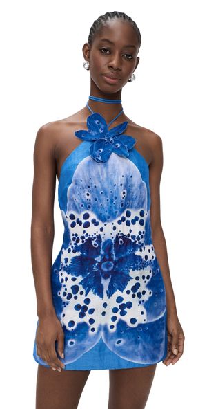 AMUR Everlee Orchid Print Mini Dress Cobalt Orchid 4