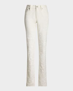 Barrett Floral Painted Slim-Leg Jeans