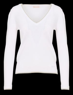 Liu Jo - Pull Col V à liseré pailleté - Taille XL - Blanc