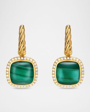 Albion Drop Earrings with Gemstones and Diamonds in 18K Gold, 10mm