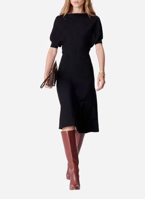 Vanessa Bruno - Robe midi ajustée à col bateau - Taille 44 - Noir