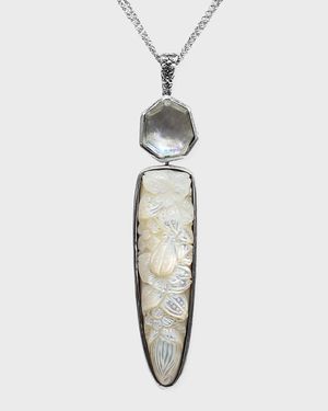 Crystal Quartz with Mother-of-Pearl Pendant Necklace