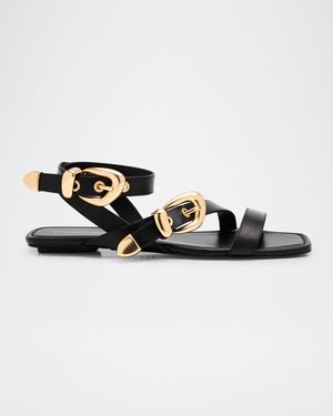 Maven Leather Buckle Flat Sandals