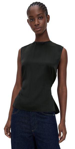 Helmut Lang Scarf Drape Silk Top Black L/XL