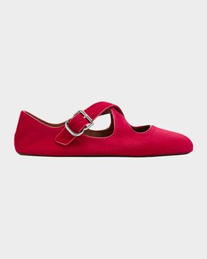 Crisscross Calf Hair Ballerina Flats