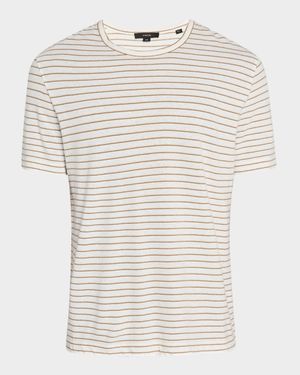Men's Linen and Cotton Pinstripe Crewneck T-Shirt