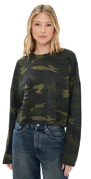 ASKK NY Cropped Long Sleeve Tee Stripe Camo S
