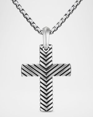 Men's Chevron Cross Enhancer in Silver, 36mm