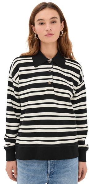 La Ligne Striped Howard Polo Black/Cream M