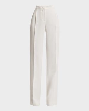 Pleated Straight-Leg Canvas Trousers