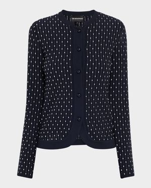 Button-Down Dotted Knit Cardigan