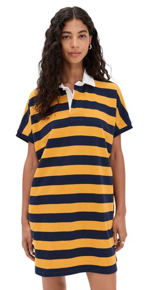 Denimist Rugby T-Shirt Dress Yellow/Navy Wide Stripe M