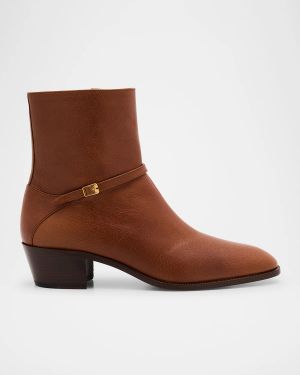 Men's Pat Leather Side-Buckle Booties