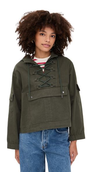 THE GREAT. The Utility Pullover Dusty Moss 2