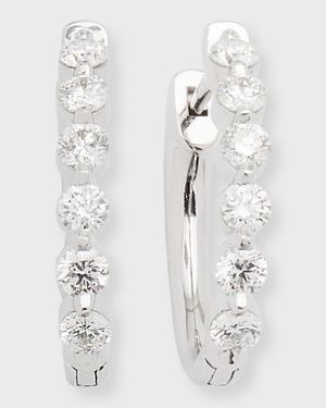 18k White Gold Diamond Hoop Earrings, 1 ct., .75"